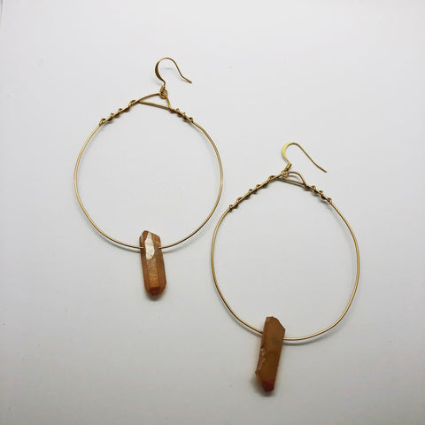 Rose gold quartz drop earrings