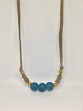 Leather and glass bead necklace